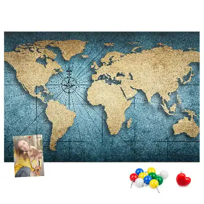 Tableau de liège Globe avec effet de profondeur