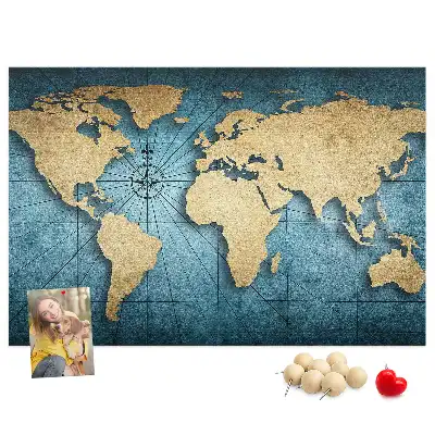 Tableau de liège Globe avec effet de profondeur