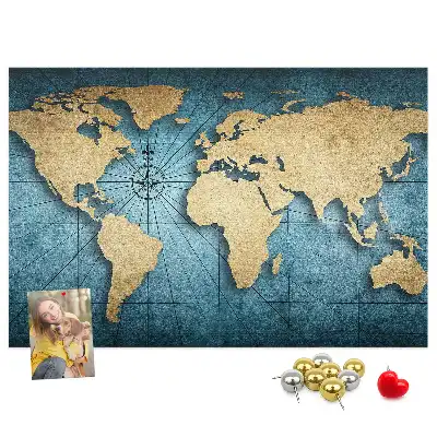 Tableau de liège Globe avec effet de profondeur