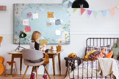 Tableau d'affichage en liège avec cadre floral