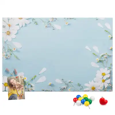 Tableau d'affichage en liège avec cadre floral
