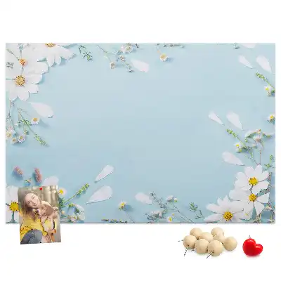 Tableau d'affichage en liège avec cadre floral