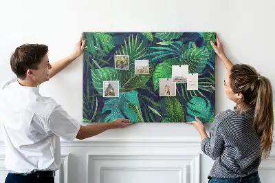Tableau d'affichage en liège motif feuilles exotiques