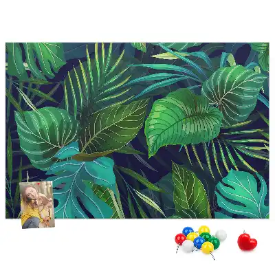 Tableau d'affichage en liège motif feuilles exotiques