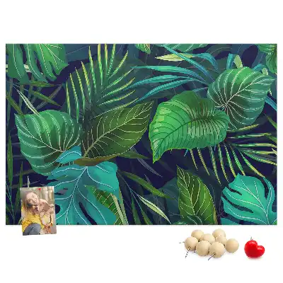 Tableau d'affichage en liège motif feuilles exotiques