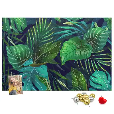 Tableau d'affichage en liège motif feuilles exotiques