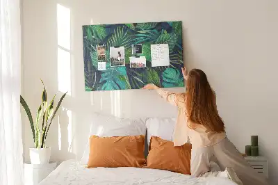 Tableau d'affichage en liège motif feuilles exotiques