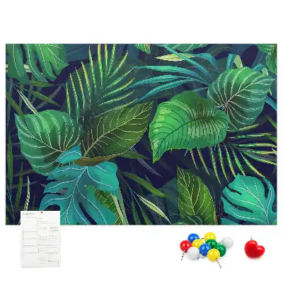 Tableau d'affichage en liège motif feuilles exotiques
