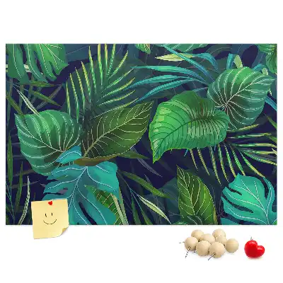 Tableau d'affichage en liège motif feuilles exotiques