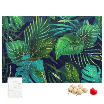Tableau d'affichage en liège motif feuilles exotiques