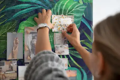 Tableau d'affichage en liège motif feuilles exotiques
