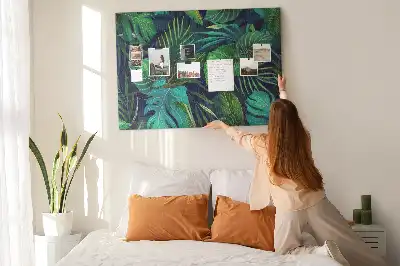 Tableau d'affichage en liège motif feuilles exotiques
