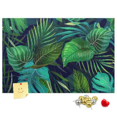 Tableau d'affichage en liège motif feuilles exotiques