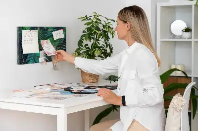 Tableau d'affichage en liège motif feuilles exotiques