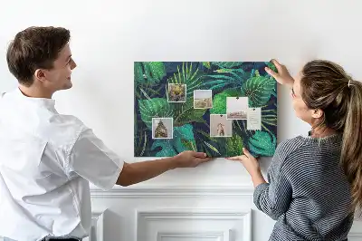 Tableau d'affichage en liège motif feuilles exotiques