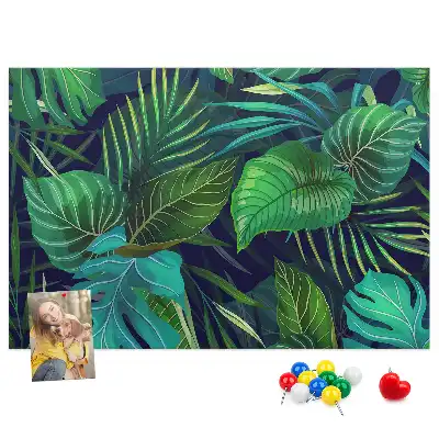 Tableau d'affichage en liège motif feuilles exotiques
