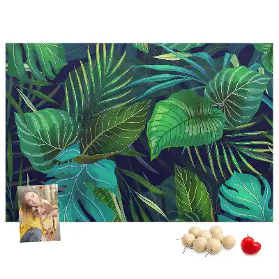 Tableau d'affichage en liège motif feuilles exotiques