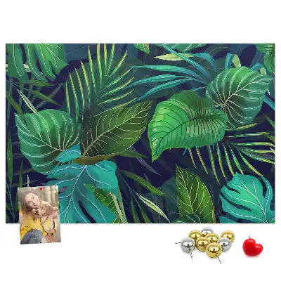 Tableau d'affichage en liège motif feuilles exotiques