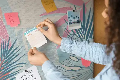 Tableau de liège à motif feuilles pastel