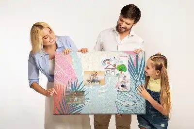 Tableau de liège à motif feuilles pastel