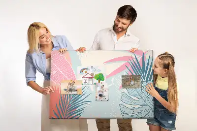 Tableau de liège à motif feuilles pastel