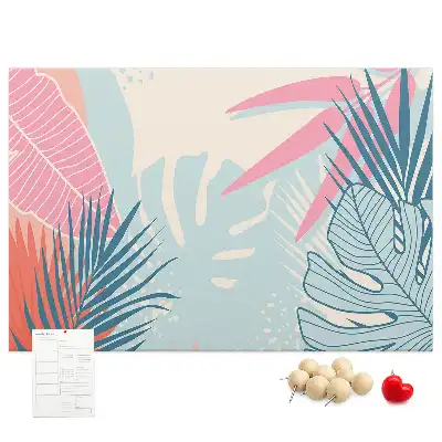 Tableau de liège à motif feuilles pastel