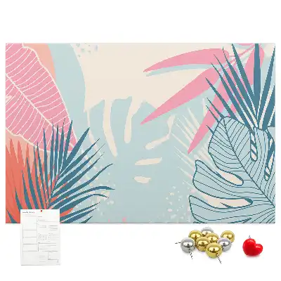 Tableau de liège à motif feuilles pastel