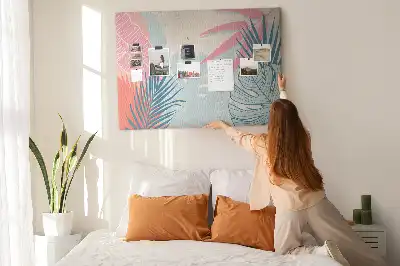 Tableau de liège à motif feuilles pastel