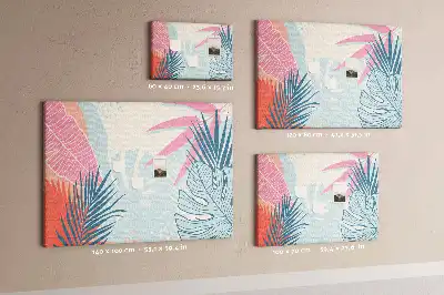 Tableau de liège à motif feuilles pastel