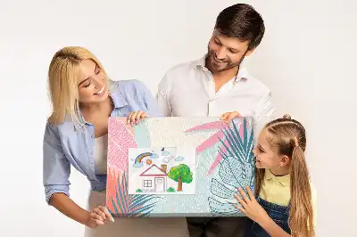 Tableau de liège à motif feuilles pastel