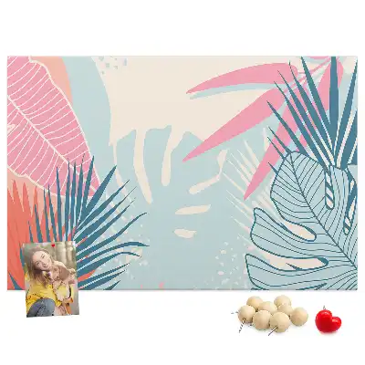 Tableau de liège à motif feuilles pastel