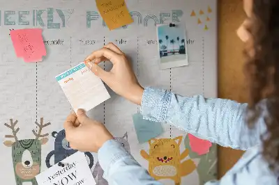Tableau d’affichage en liège Planificateur pour enfants pour la semaine