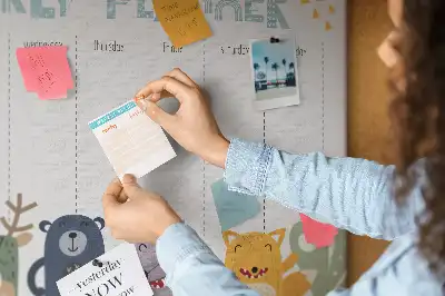 Tableau d’affichage en liège Planificateur pour enfants pour la semaine