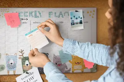 Tableau d’affichage en liège Planificateur pour enfants pour la semaine