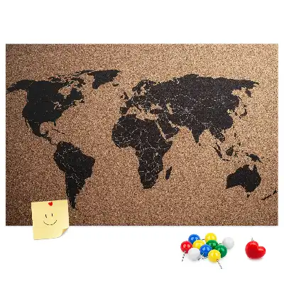 Tableau de liège Contour minimaliste des continents