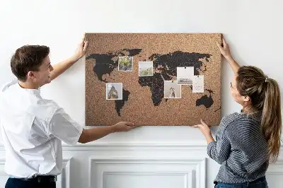 Tableau de liège Contour minimaliste des continents