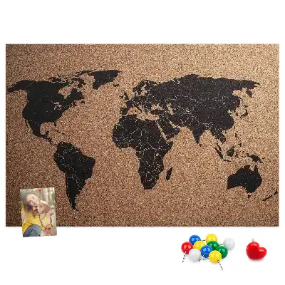 Tableau de liège Contour minimaliste des continents