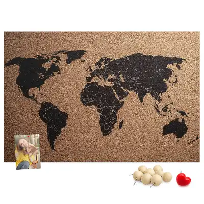 Tableau de liège Contour minimaliste des continents