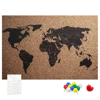 Tableau de liège Contour minimaliste des continents