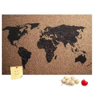 Tableau de liège Contour minimaliste des continents