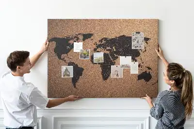 Tableau de liège Contour minimaliste des continents