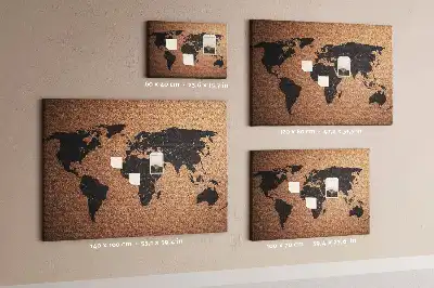 Tableau de liège Contour minimaliste des continents