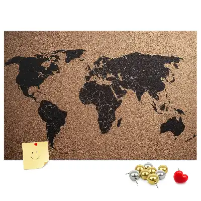 Tableau de liège Contour minimaliste des continents
