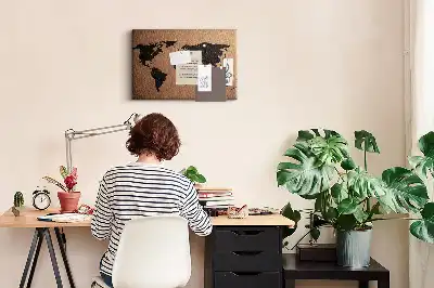 Tableau de liège Contour minimaliste des continents