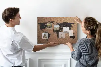 Tableau de liège Contour minimaliste des continents