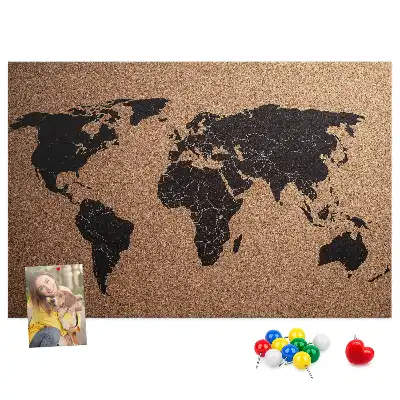 Tableau de liège Contour minimaliste des continents
