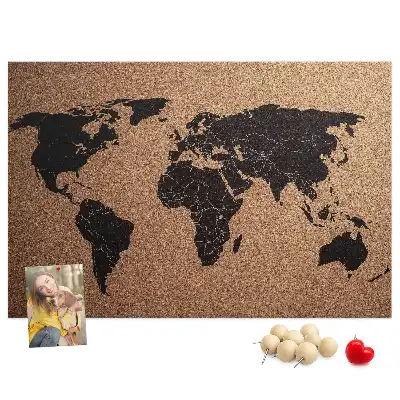 Tableau de liège Contour minimaliste des continents