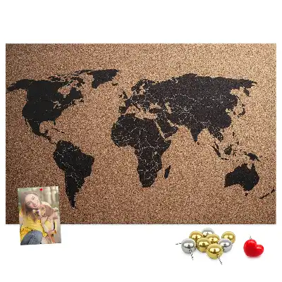 Tableau de liège Contour minimaliste des continents