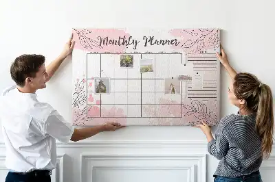 Tableau de liège Planificateur mensuel rose