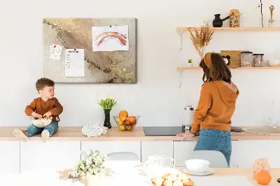 Tableau en liège déco Pierre à veines dorées